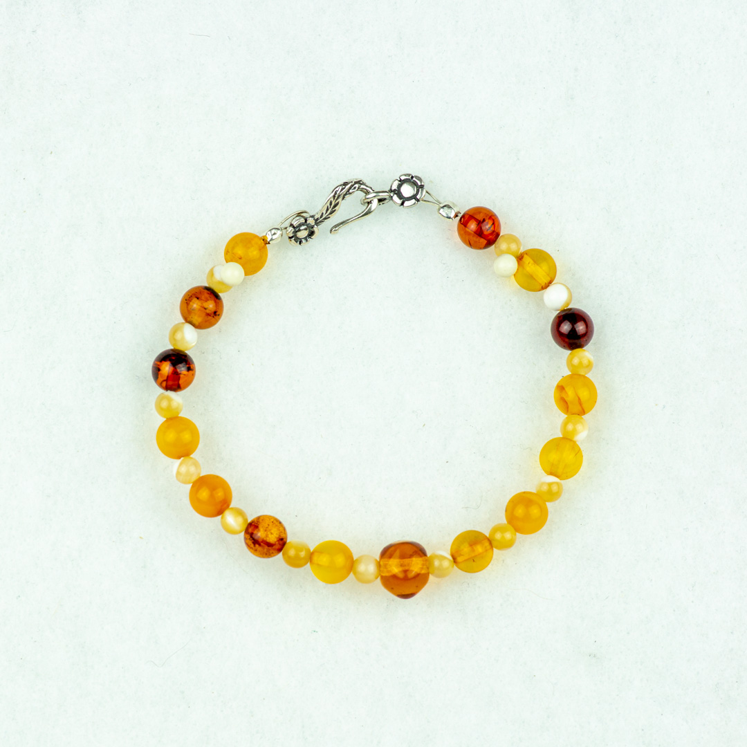 Pearl and Amber Beaded Bracelet