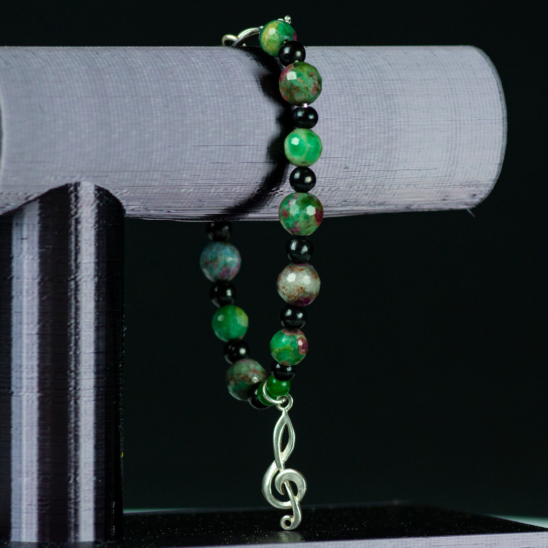 Jade and Carnealion Agate Beaded Bracelet